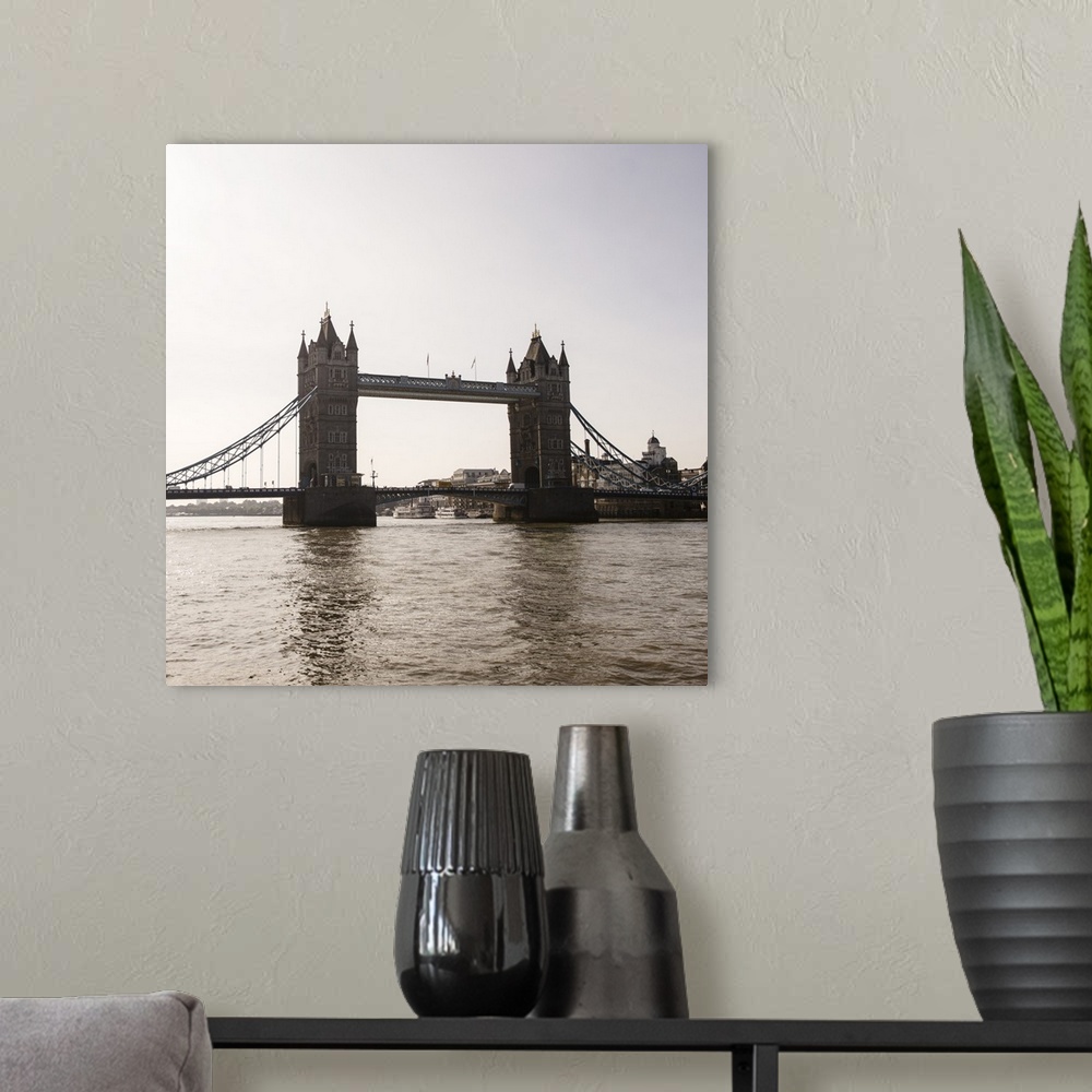 A modern room featuring Square photograph of Tower Bridge over River Thames, London, England, UK