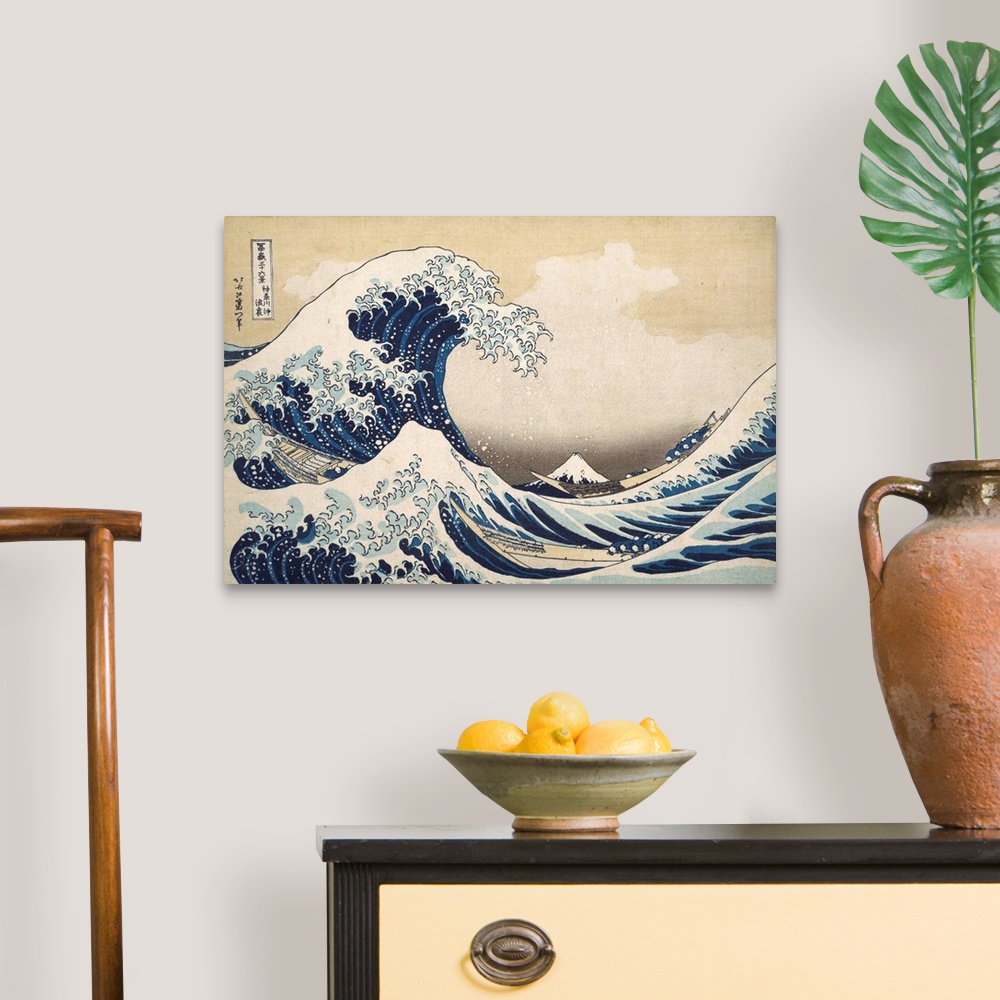 A traditional room featuring The breathtaking composition of this woodblock print, said to have inspired Debussys La Mer The S...