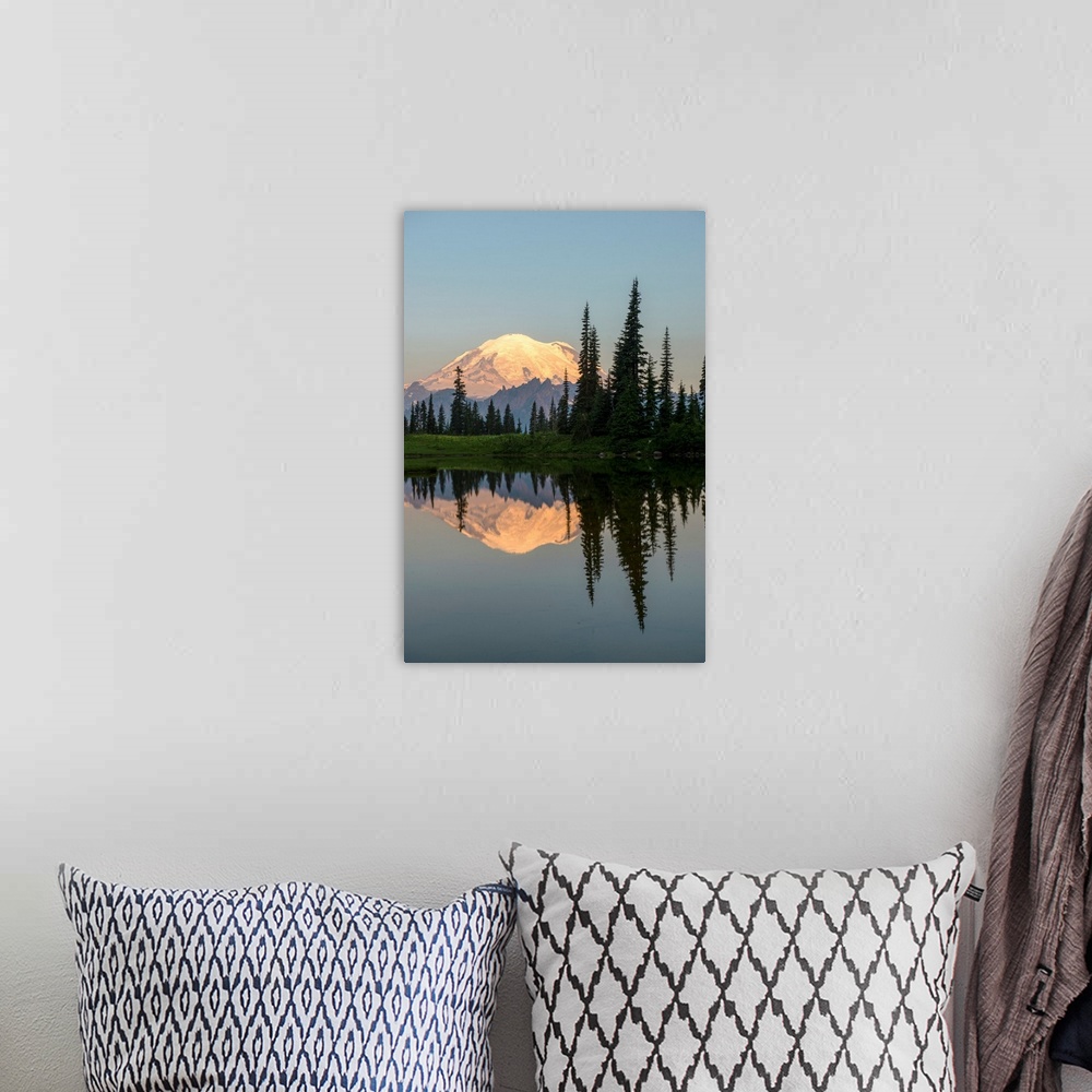 A bohemian room featuring View of Mount Rainier's peak reflection in Upper Tipsoo Lake, Washington.