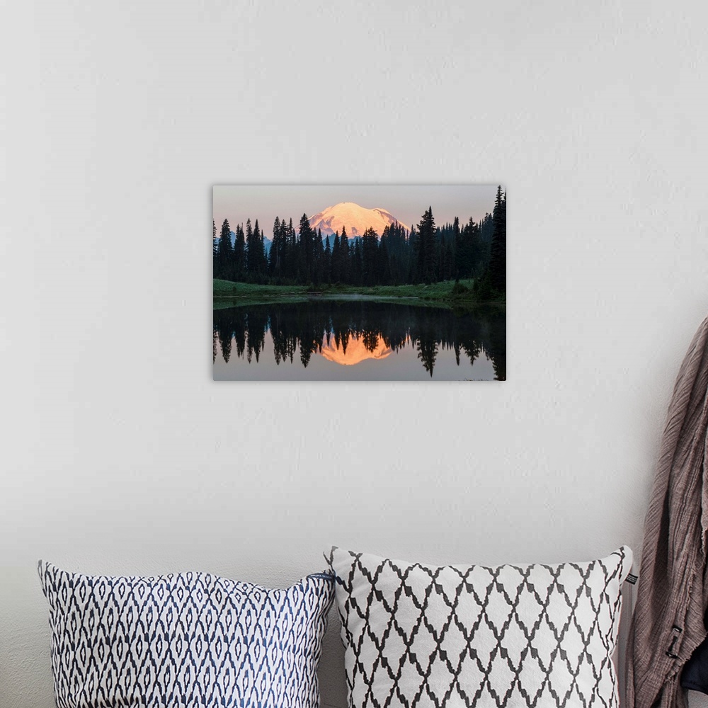 A bohemian room featuring View of Mount Rainier's peak reflection in Upper Tipsoo Lake, Washington.