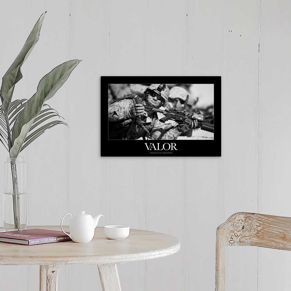 A farmhouse room featuring US Army Poster: Americans never quit