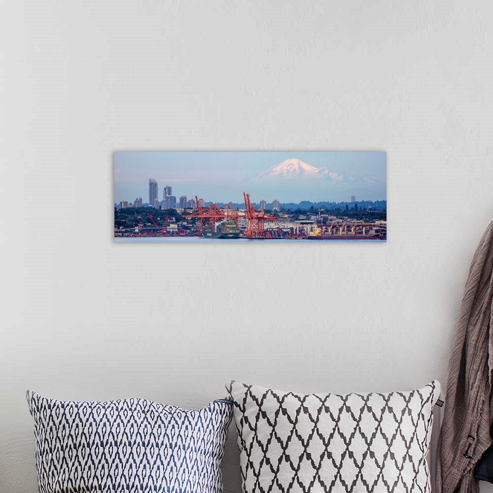 A bohemian room featuring View of Vancouver harbor, Metrotown and Mount Baker in Vancouver, British Columbia, Canada.