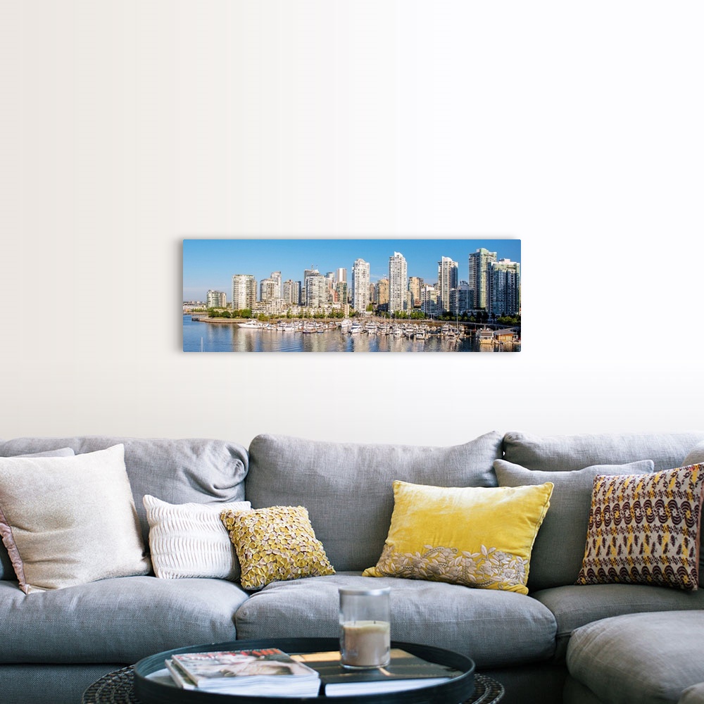 A farmhouse room featuring Panoramic photograph of part of the Vancouver, British Columbia skyline with False Creek Harbor a...