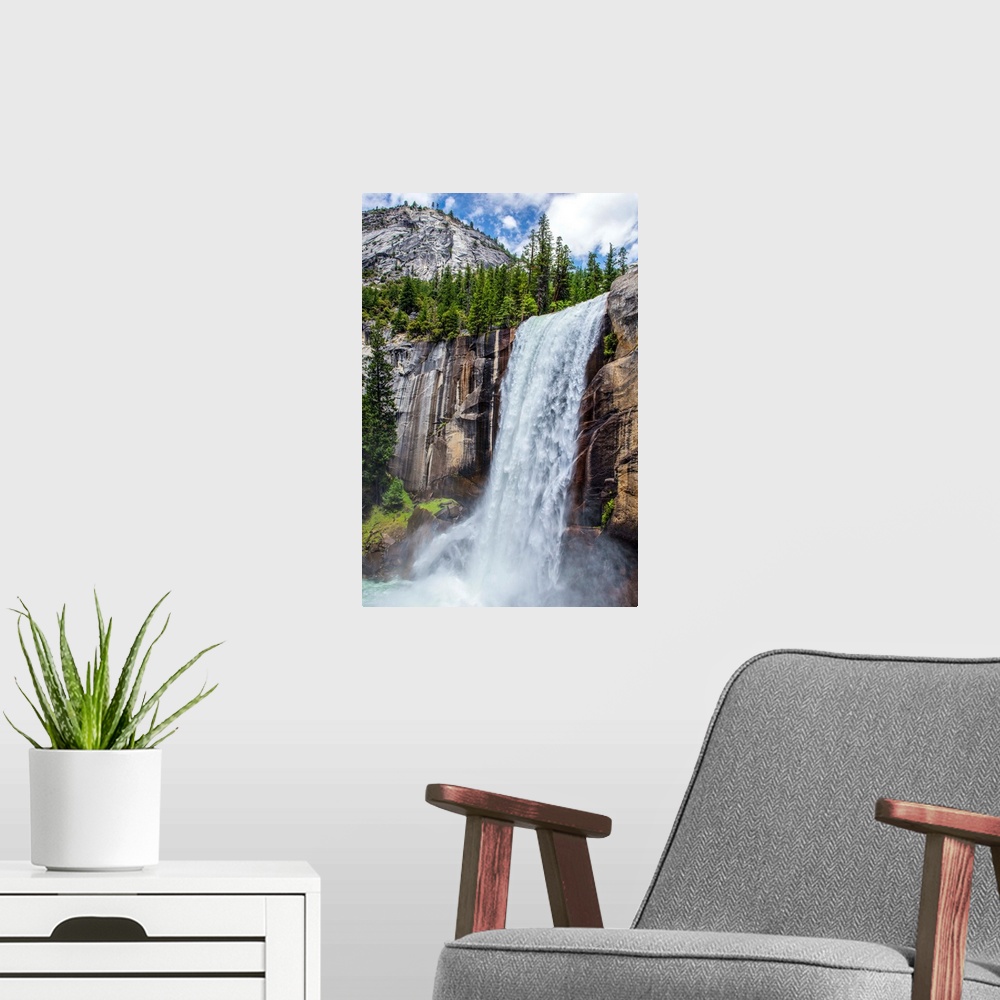 A modern room featuring View of Vernal falls in Yosemite National Park, California.