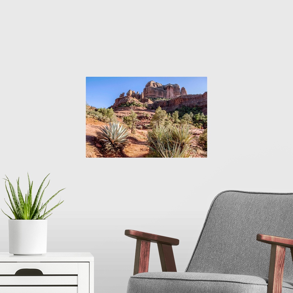 A modern room featuring View of Cathedral Rock from Templeton Trail in Sedona, Arizona.