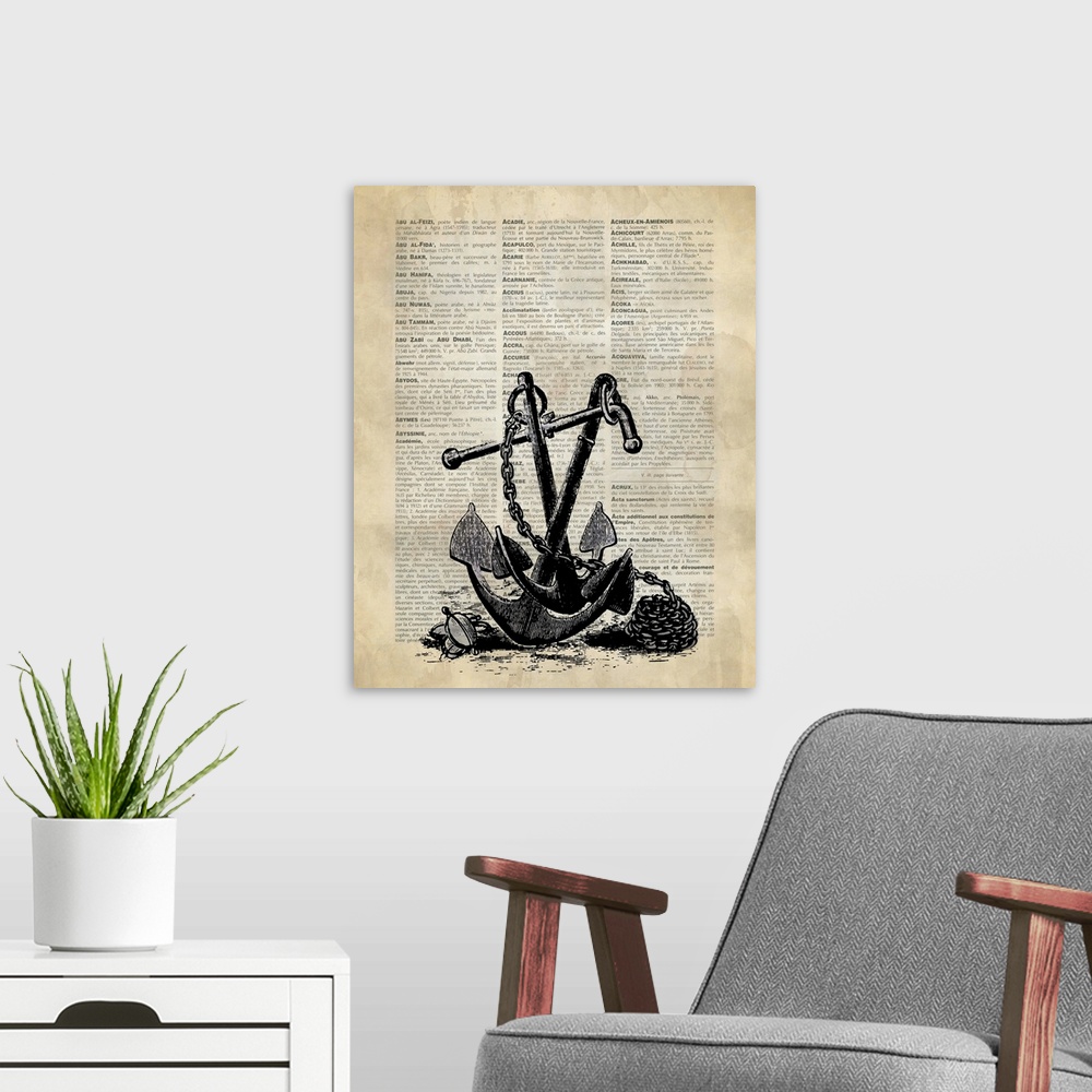 A modern room featuring Vintage Dictionary Art: Anchor