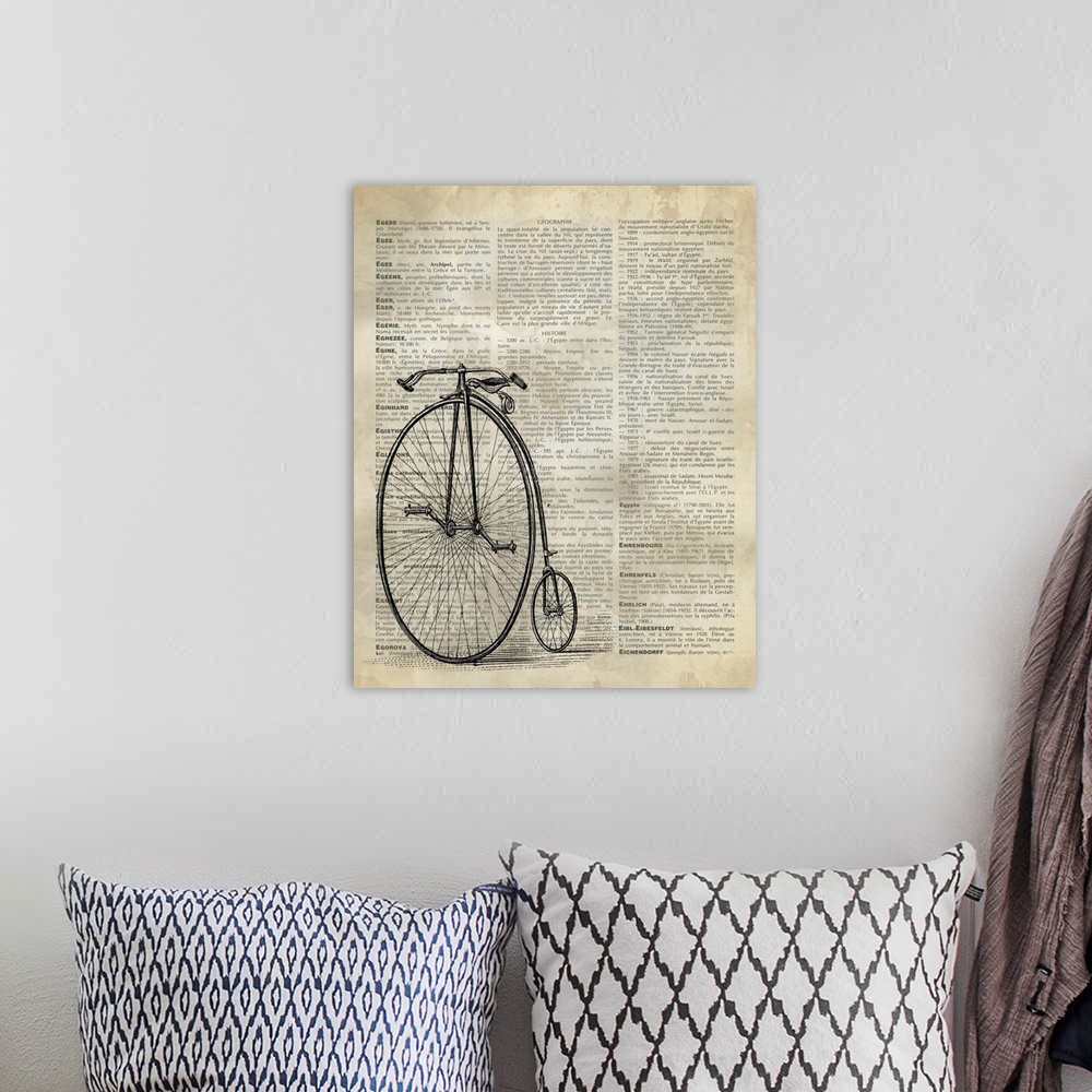 A bohemian room featuring Vintage Dictionary Art: Antique Bike