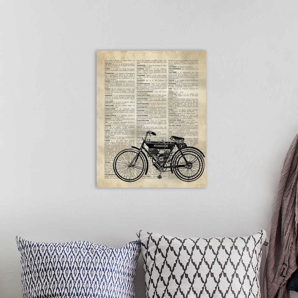 A bohemian room featuring Vintage Dictionary Art: Motorcycle