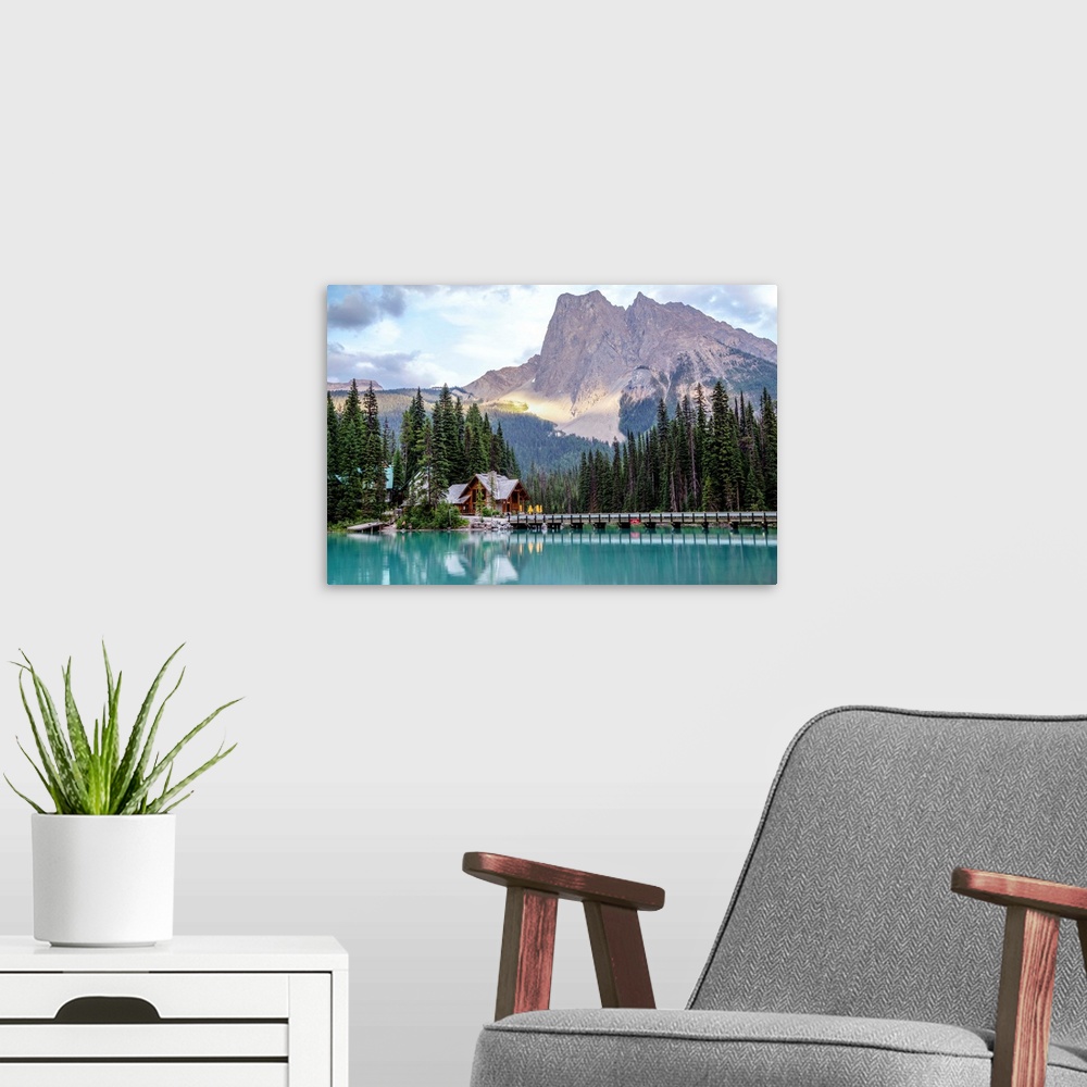 A modern room featuring Wapta mountain and Emerald Lake in Yoho National Park, British Columbia, Canada.