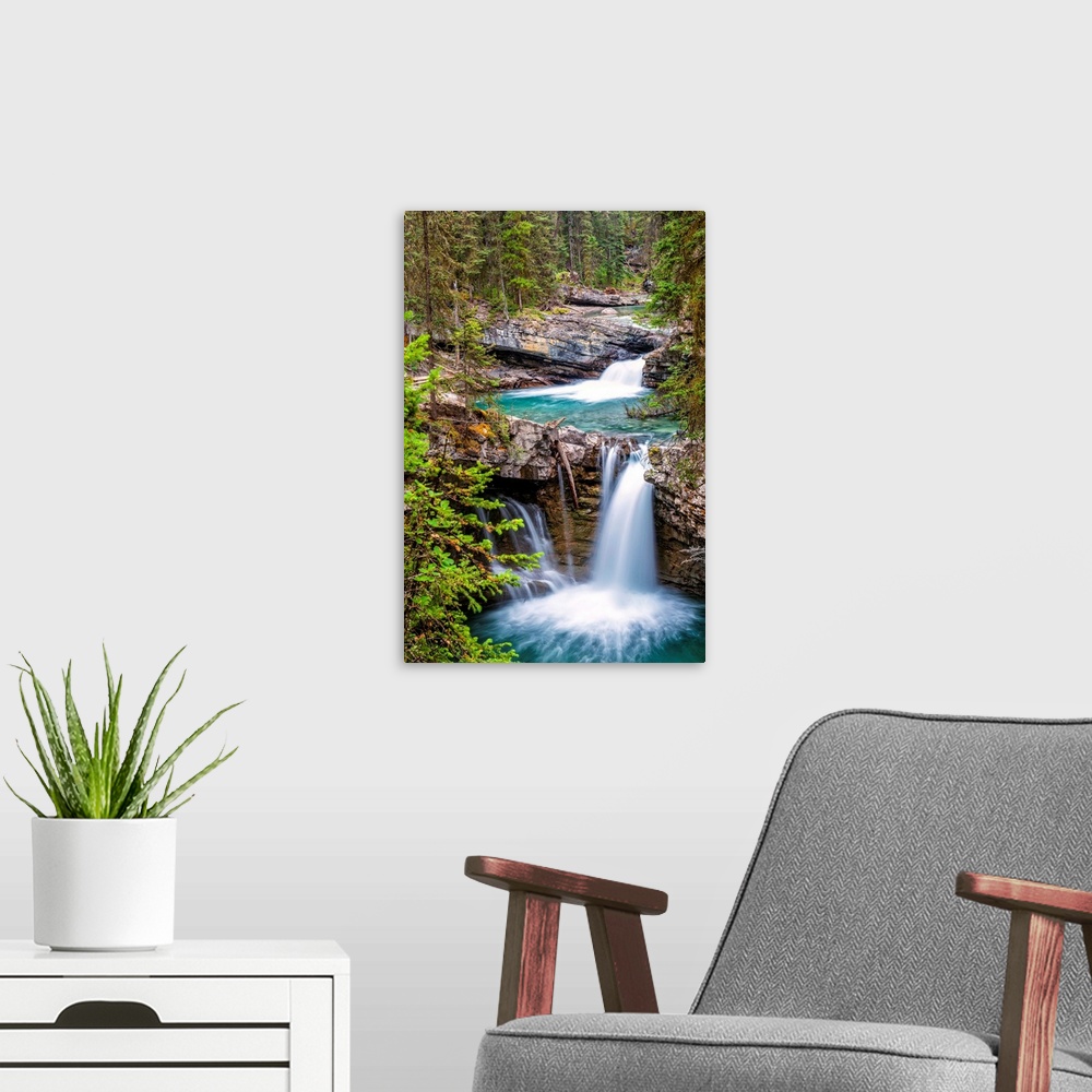 A modern room featuring Waterfall at Johnston Canyon in Banff National Park, Alberta, Canada.