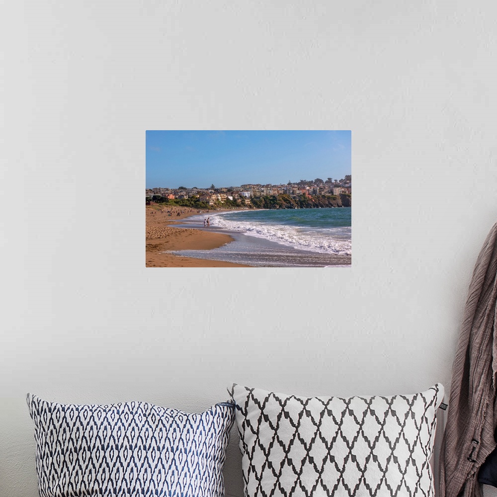 A bohemian room featuring Peaceful waves glide onto Baker Beach in San Francisco, California.