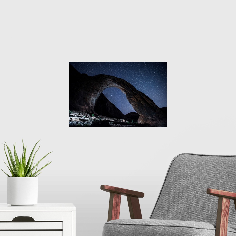 A modern room featuring View of the west side of Corona Arch, also known as Little Rainbow Bridge, near Arches National P...