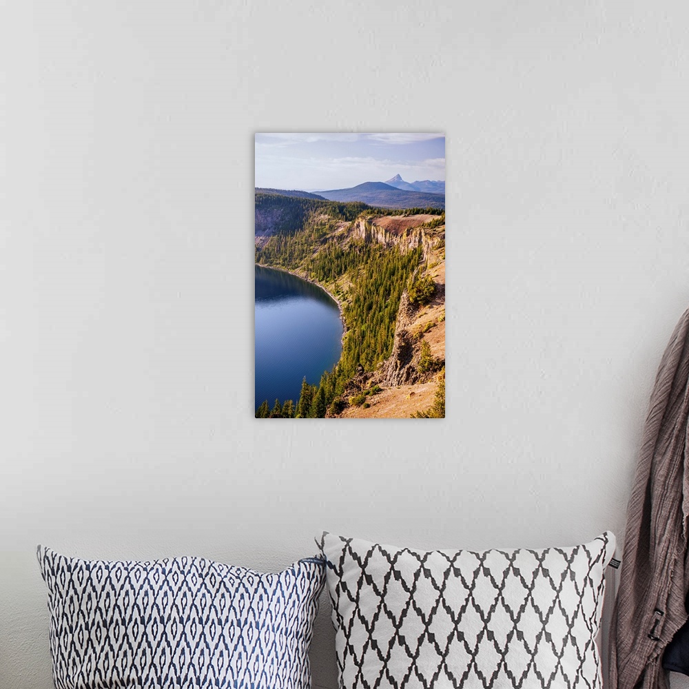 A bohemian room featuring View of the west side of Crater Lake with Mount Thielsen in the background in Crater Lake, Oregon.
