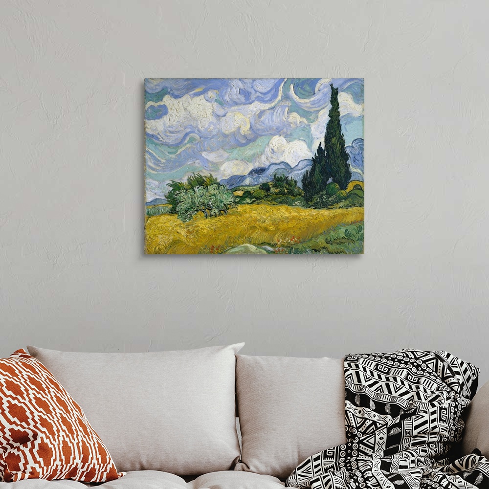 A bohemian room featuring Cypresses gained ground in Van Gogh's work by late June 1889 when he resolved to devote one of hi...