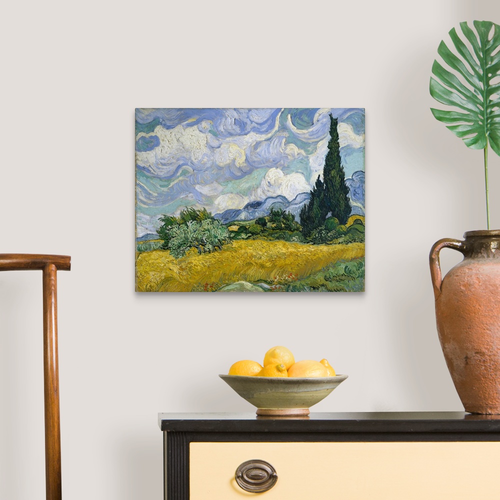 A traditional room featuring Cypresses gained ground in Van Gogh's work by late June 1889 when he resolved to devote one of hi...