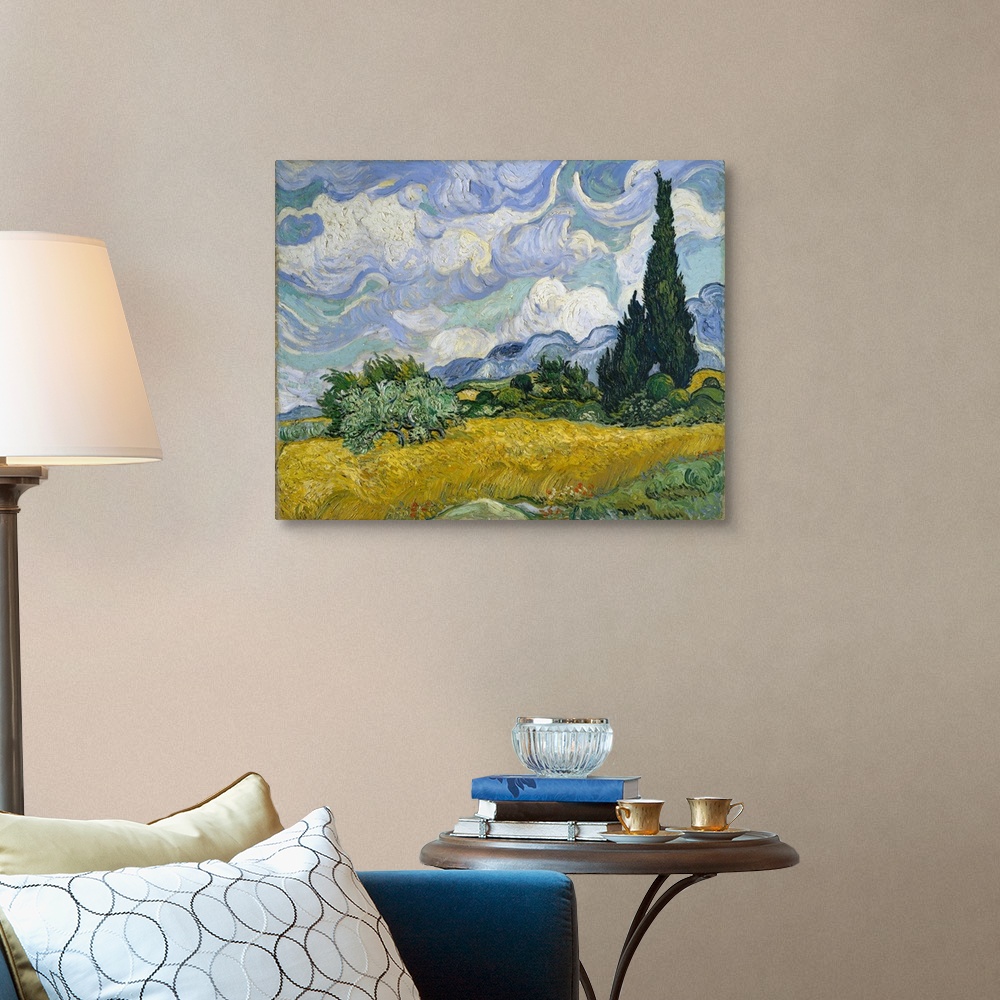 A traditional room featuring Cypresses gained ground in Van Gogh's work by late June 1889 when he resolved to devote one of hi...