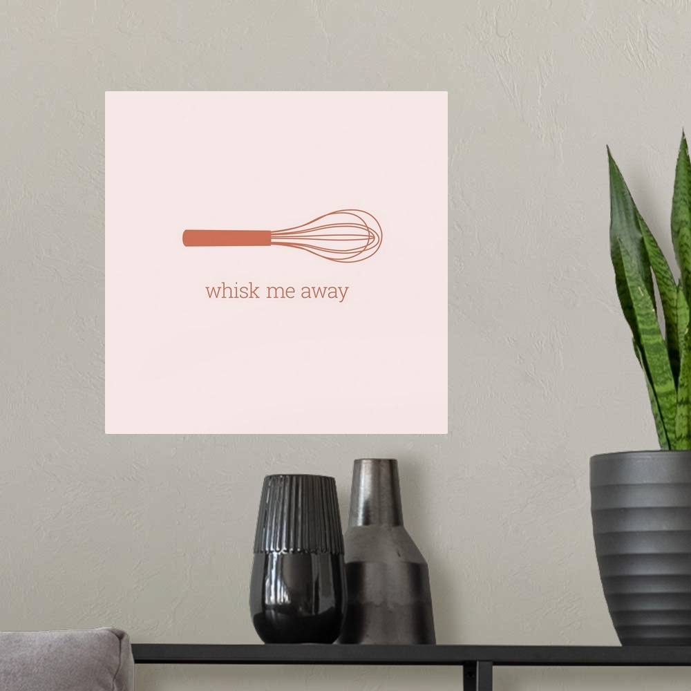 A modern room featuring Minimalist kitchen art with a retro vibe, combining everyday phrases with kitchen tools and food.