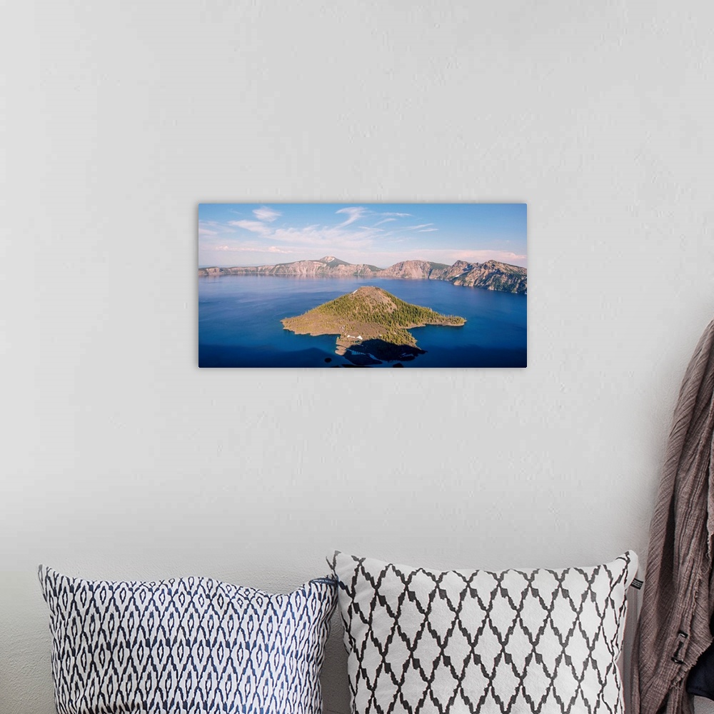 A bohemian room featuring View of Wizard Island in Crater Lake, Oregon.