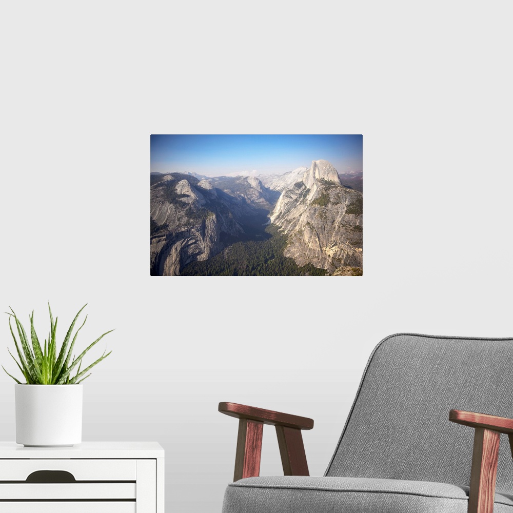 A modern room featuring View of Yosemite valley and Half Dome from Sentinel Dome in Yosemite National Park, California.