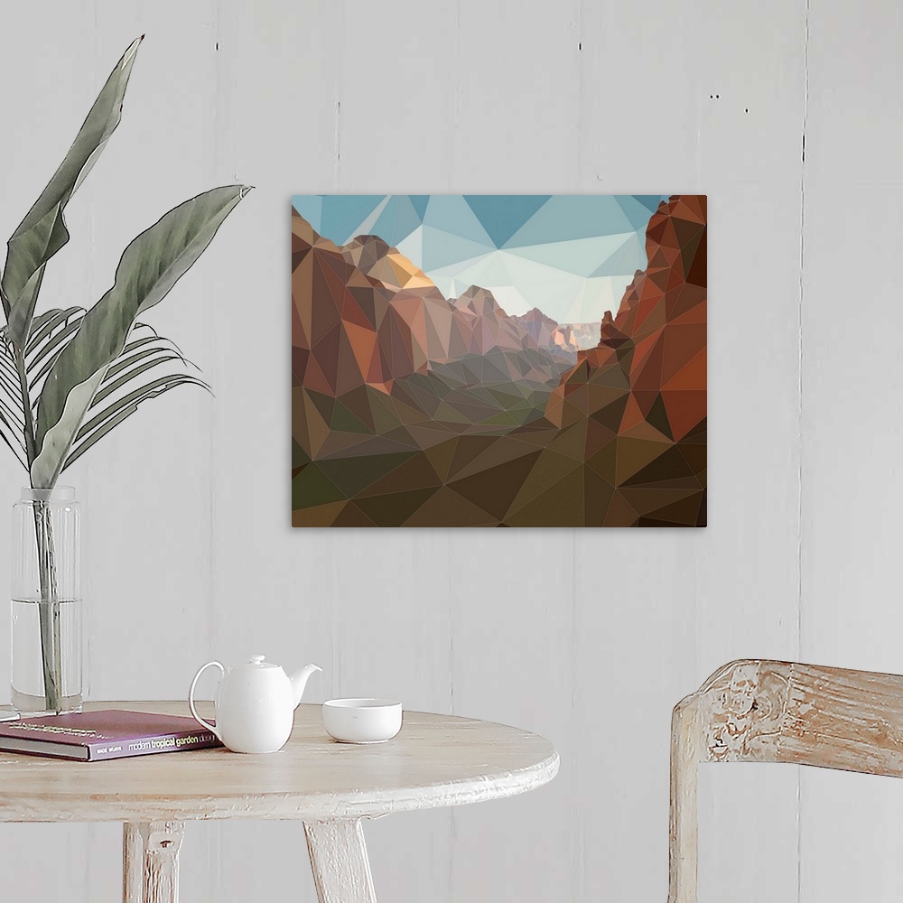A farmhouse room featuring Canyonlands in Zion National Park, Utah, rendered in a low-polygon style.