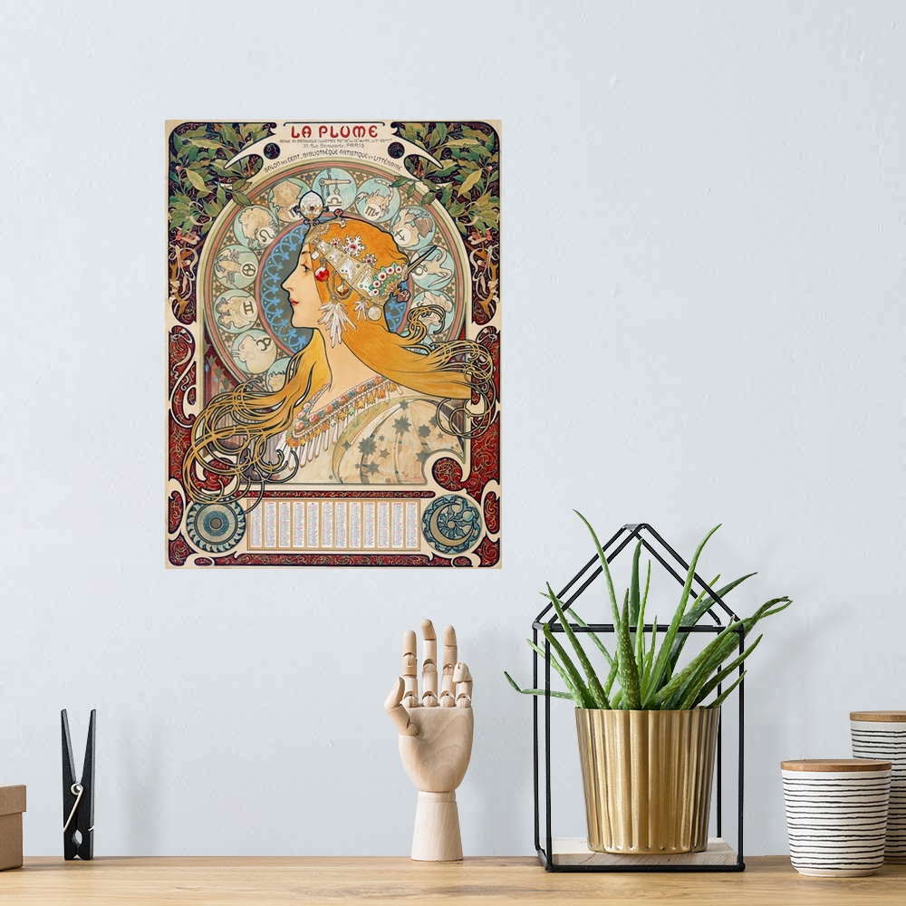 A bohemian room featuring Originally a color lithograph from multiple stones on tan wove paper.