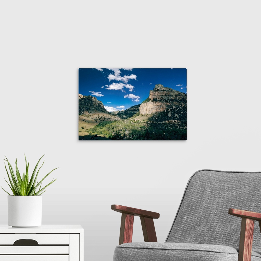 A modern room featuring A view of cliffs from the Cloud Peak Skyway, Wyoming
