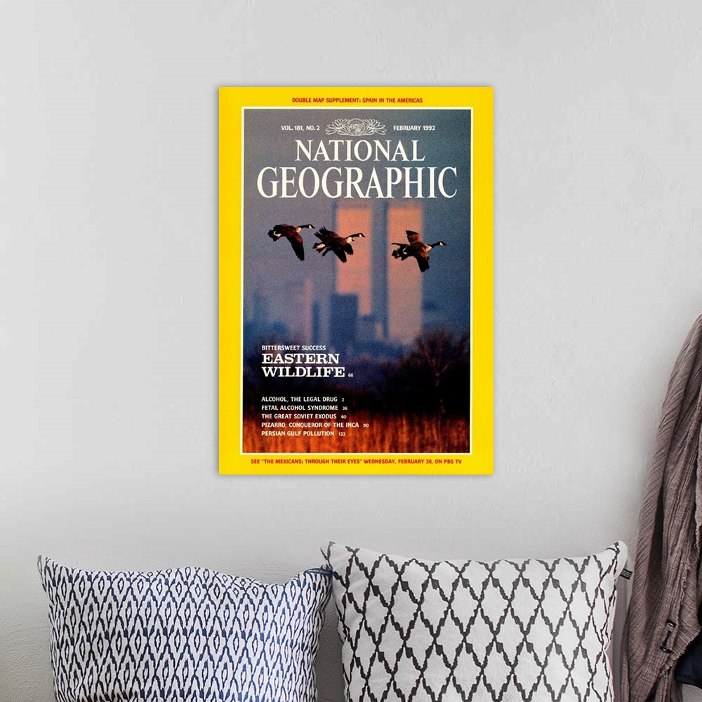 A bohemian room featuring Cover of the February, 1992 National Geographic Magazine.