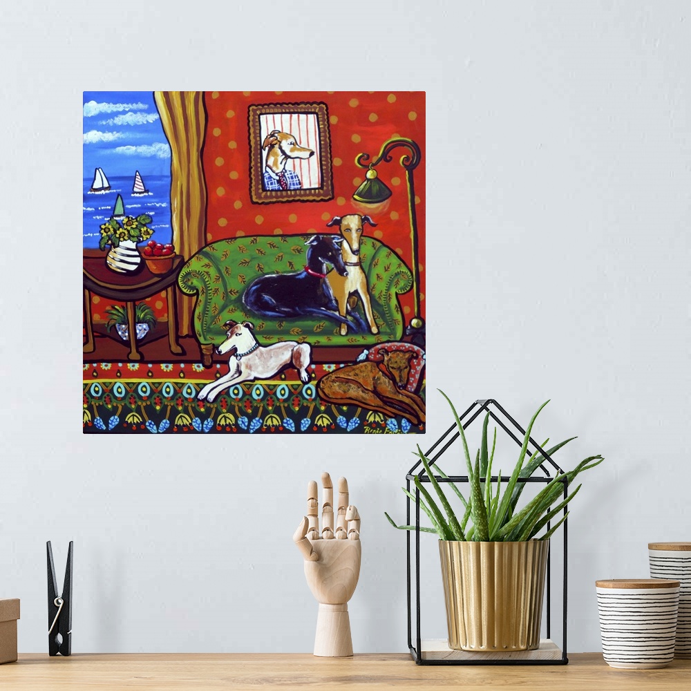 A bohemian room featuring Living a life of leisure, a still life with Greyhounds