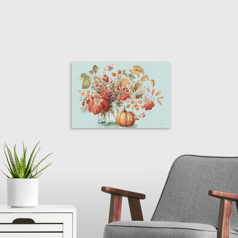 A modern room featuring Autumn In Nature 01 On Aqua