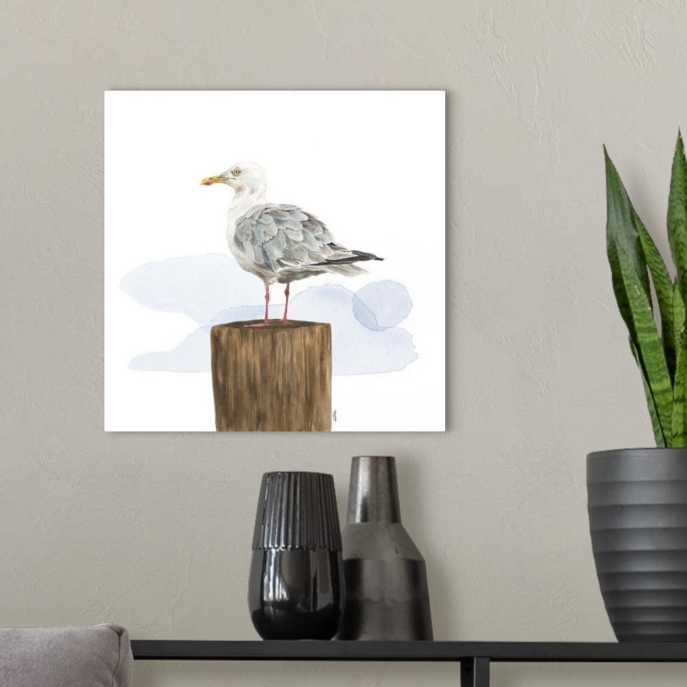 A modern room featuring Birds of the Coast on White IV
