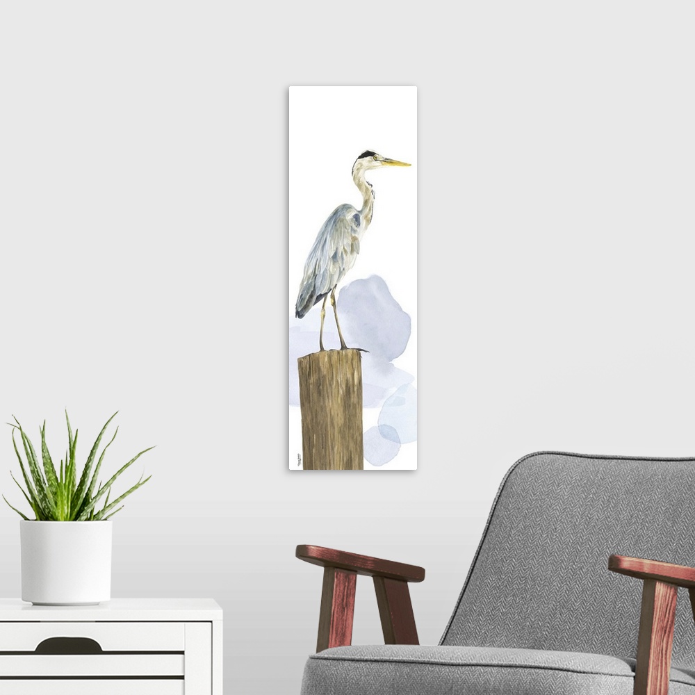 A modern room featuring Birds of the Coast Panel I