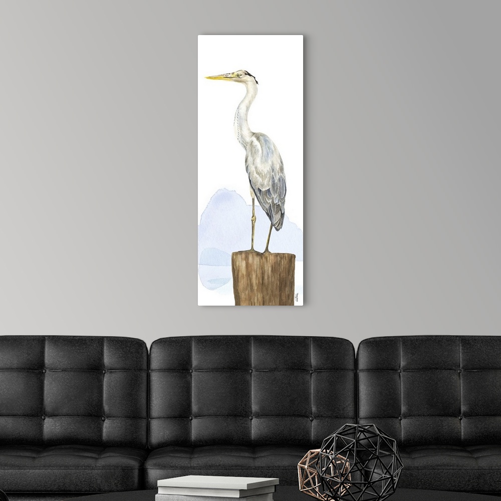 A modern room featuring Birds of the Coast Panel II