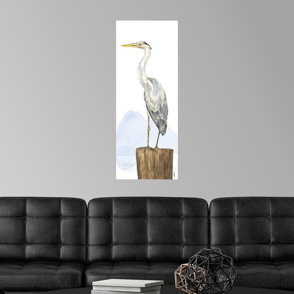 A modern room featuring Birds of the Coast Panel II