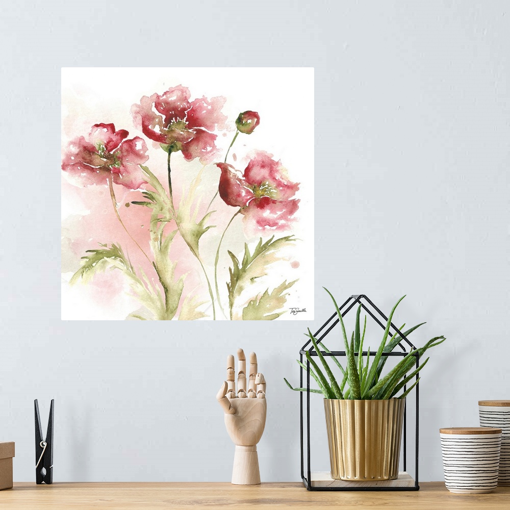 A bohemian room featuring Blush Watercolor Poppy III