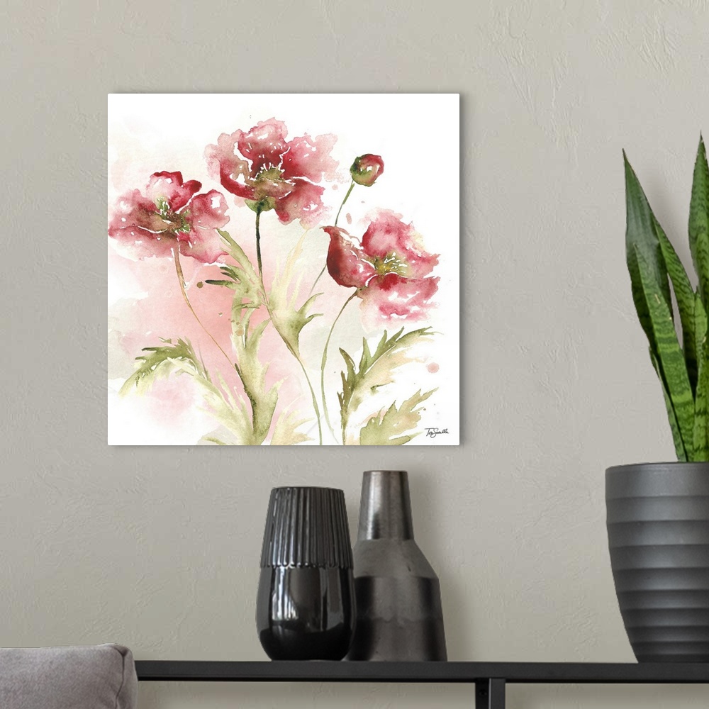 A modern room featuring Blush Watercolor Poppy III
