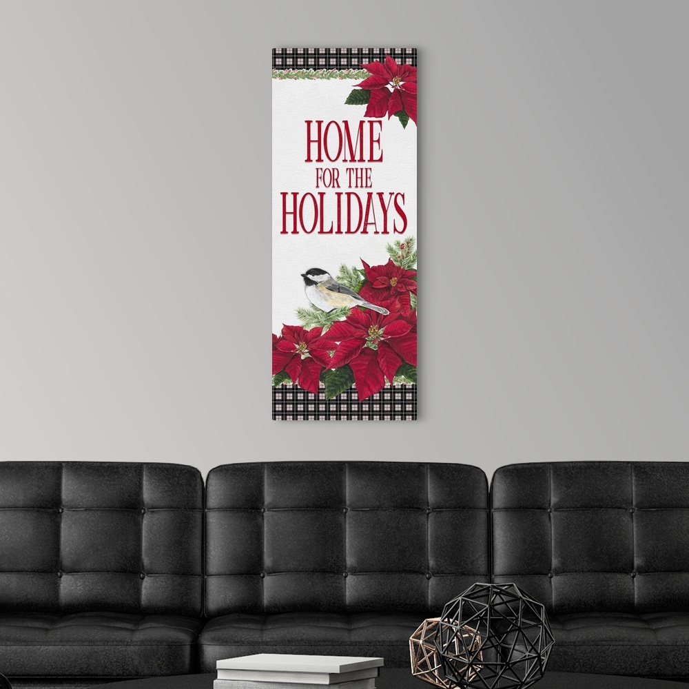 A modern room featuring Chickadee Christmas Red - Home for the Holidays vertical