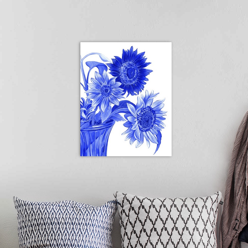 A bohemian room featuring China Sunflowers Blue I