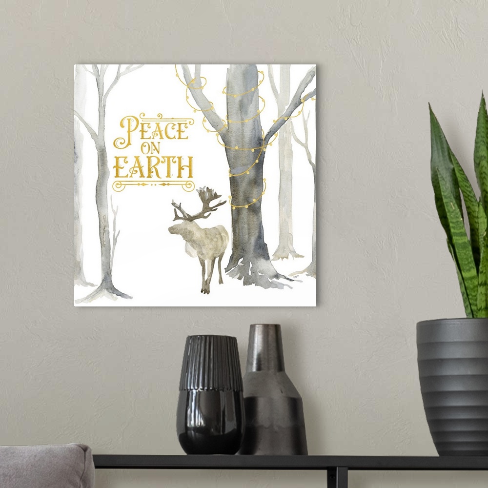 A modern room featuring Christmas Forest III - Peace on Earth
