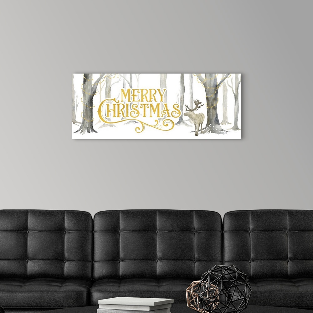 A modern room featuring Christmas Forest Panel I - Merry Christmas