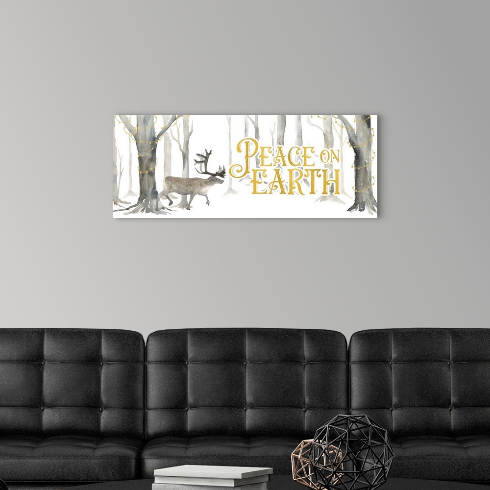 A modern room featuring Christmas Forest Panel II - Peace on Earth