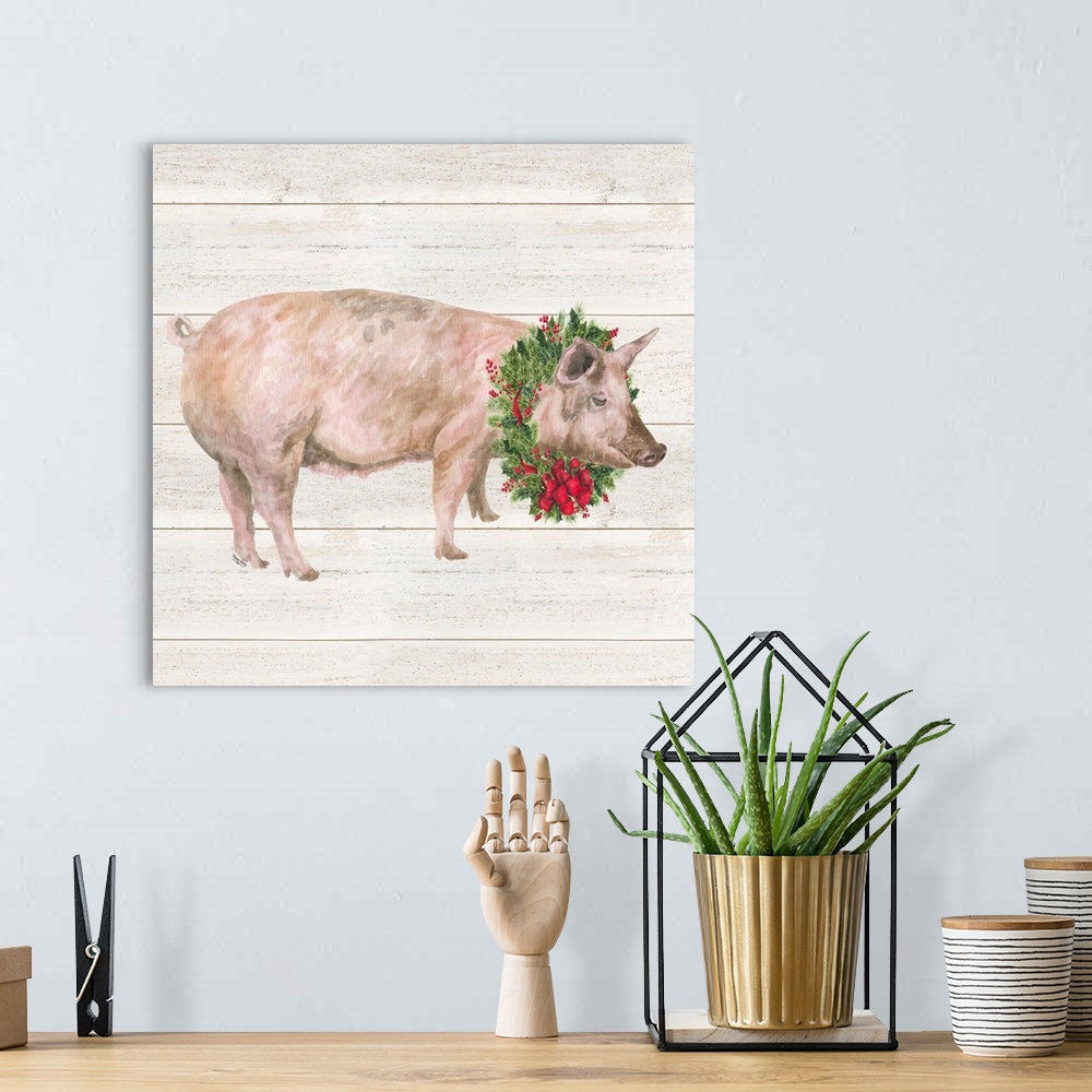 A bohemian room featuring Christmas on the Farm IV Pig