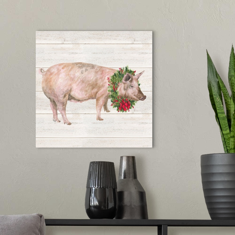 A modern room featuring Christmas on the Farm IV Pig