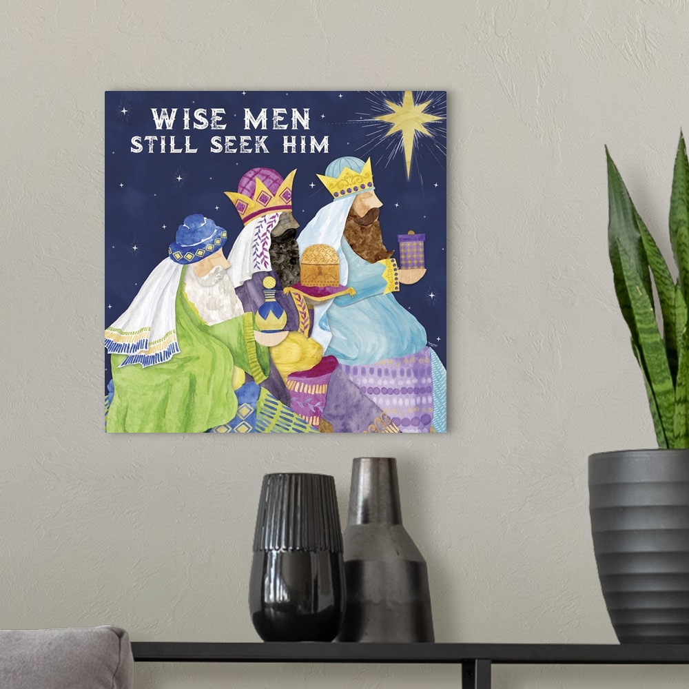 A modern room featuring Come Let Us Adore Him I - Wise Men