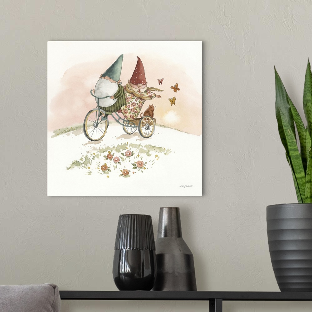 A modern room featuring Everyday Gnomes VIII - Bicycle