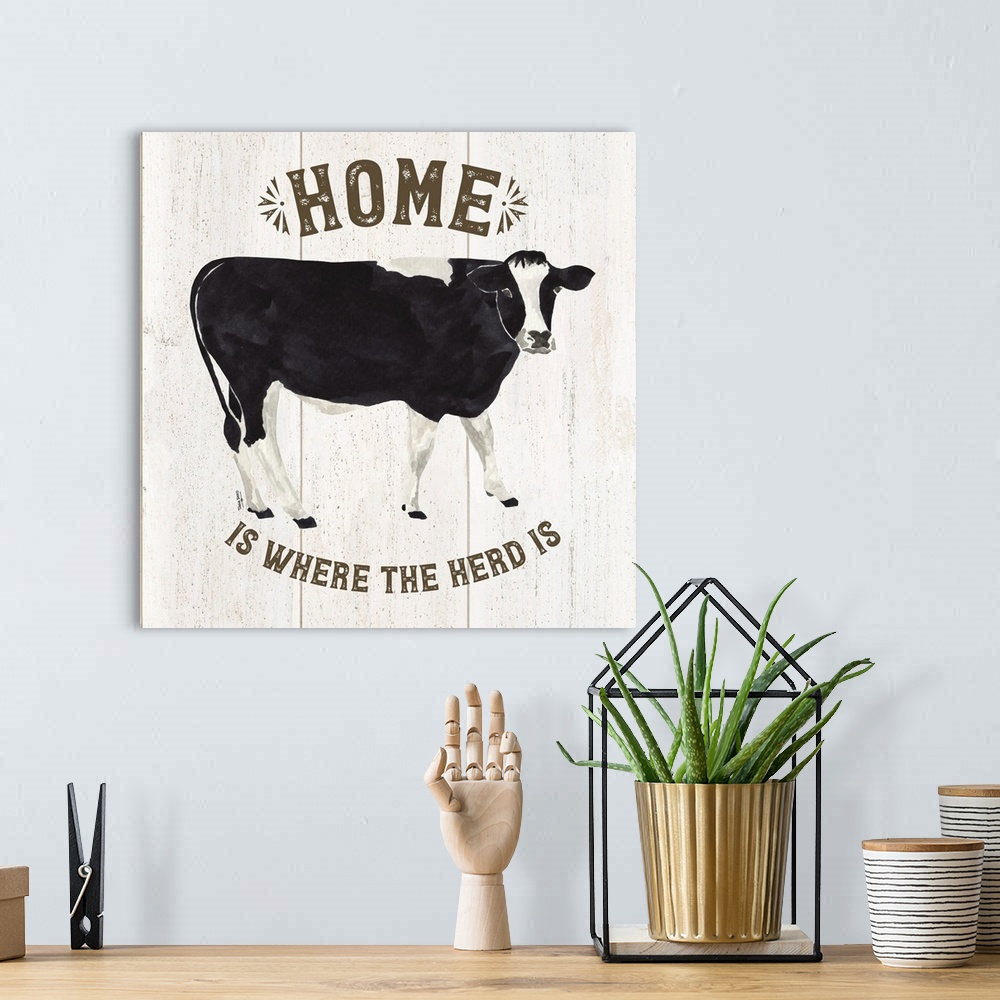A bohemian room featuring Farm Life Cow Home Herd