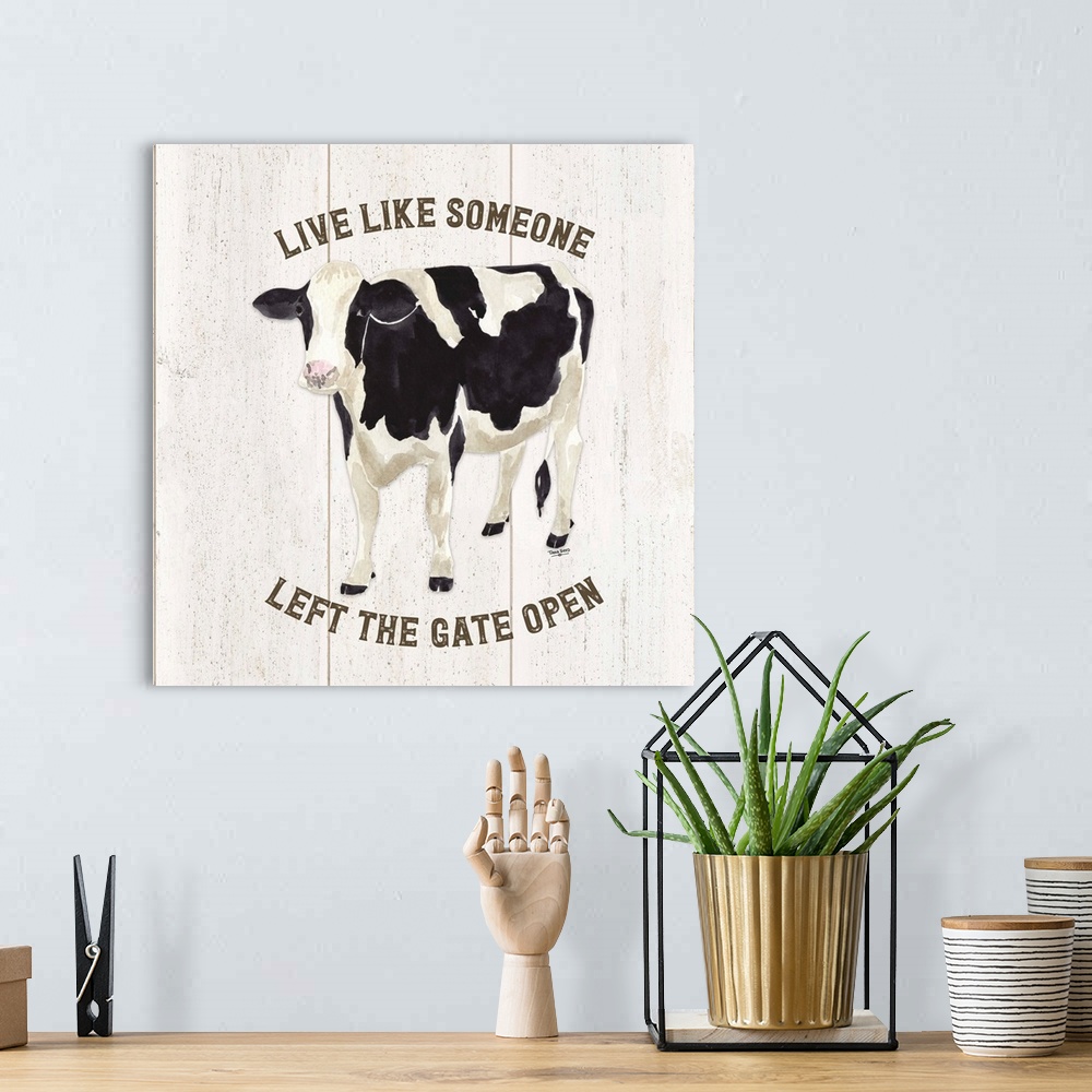 A bohemian room featuring Farm Life Cow Live Like Gate