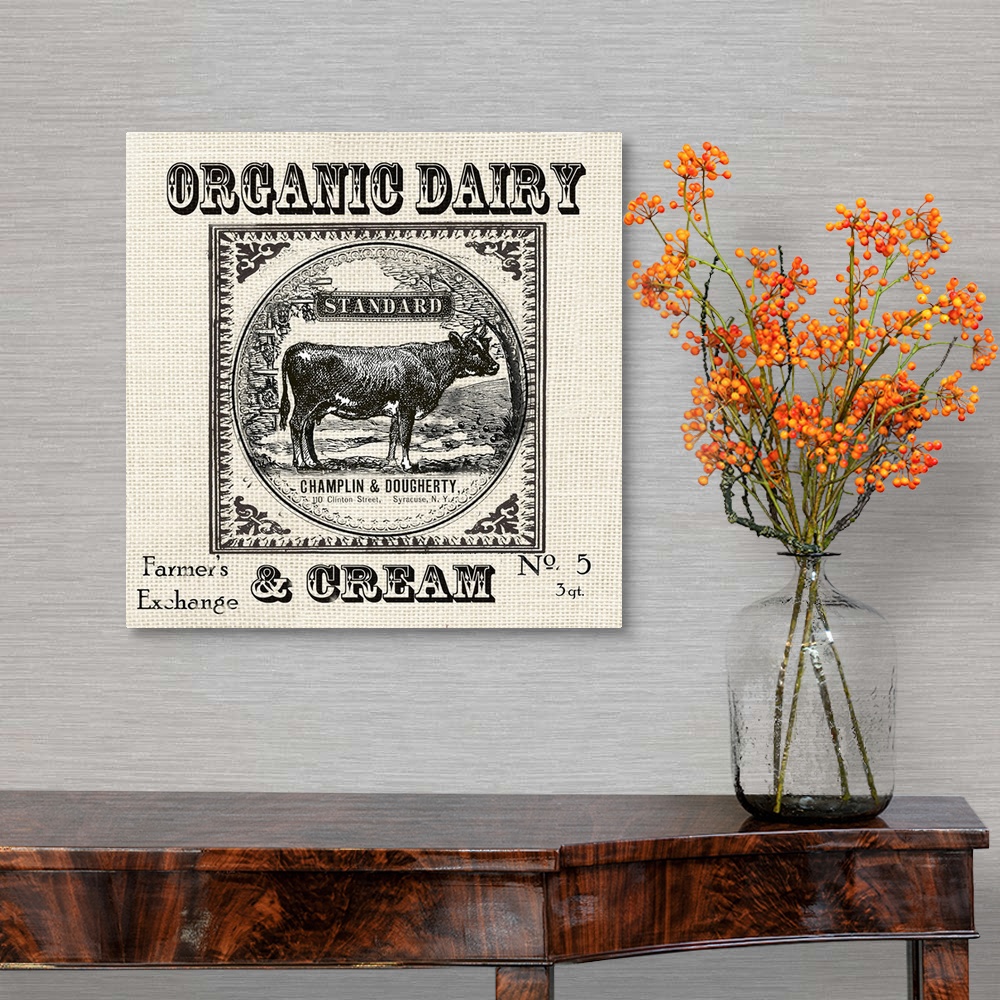 A traditional room featuring Farmhouse Grain Sack Label Cow