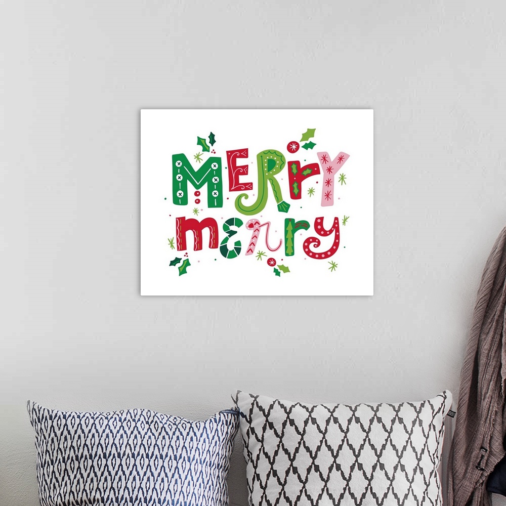 A bohemian room featuring Festive Lettering - Merry Merry