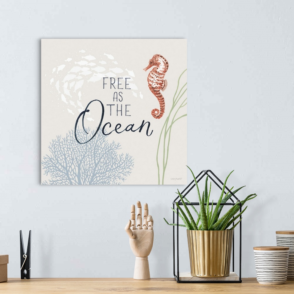 A bohemian room featuring Free As the Ocean IX on Sand