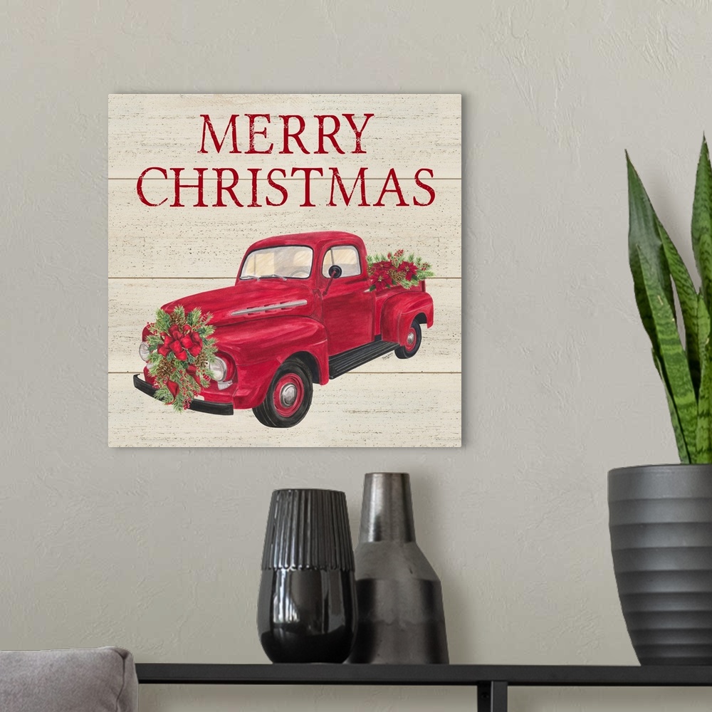 A modern room featuring Home for the Holidays - Red Truck